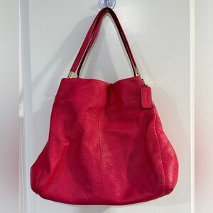 Coach Madison Phoebe Leather Shoulder Handbag Hot Pink